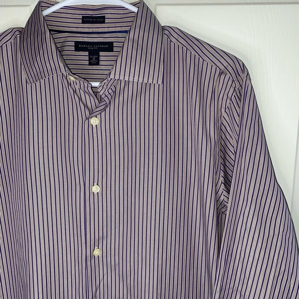SET OF 2 Banana Republic Men's Pinstriped Long Sleeve Button Down Shirts